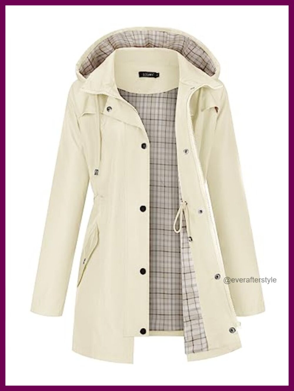 Women's Waterproof Hooded Raincoat Lined Lightweight Outdoor Jacket
